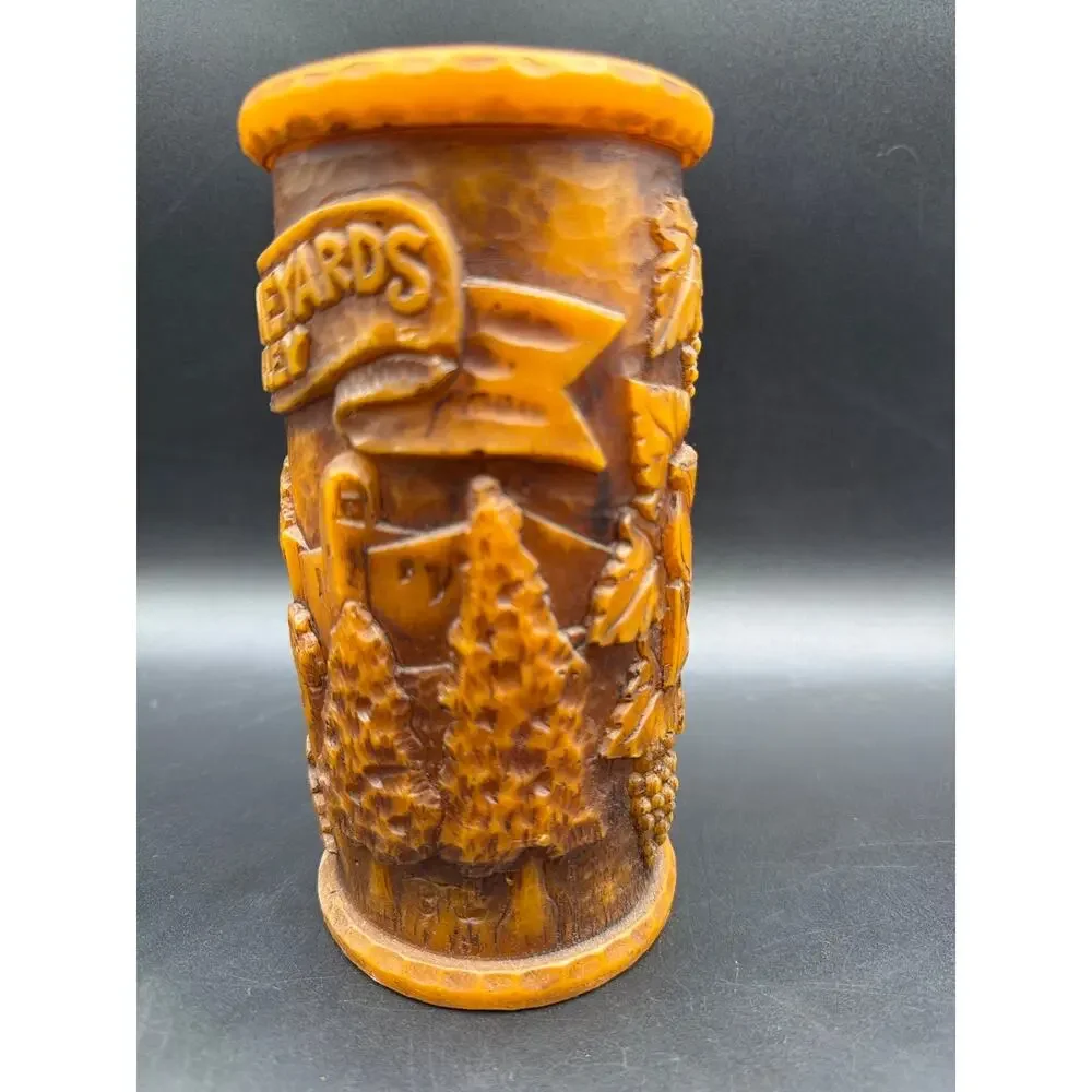 Vintage Sterling Vineyards Napa Valley Faux Carved Wood Wine Bottle Holder Vase